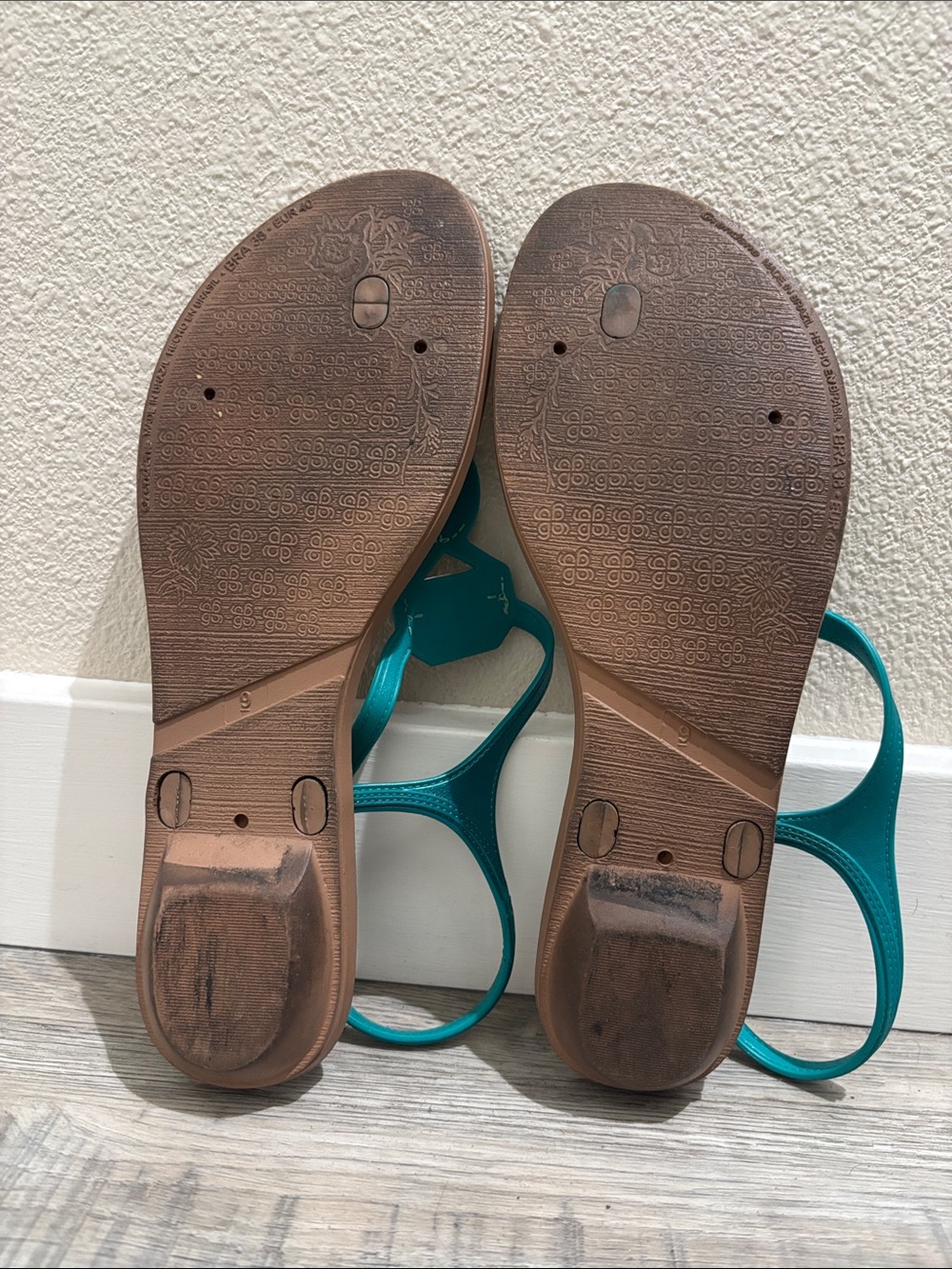Montego Bay Club Teal Jeweled Thong Sandals - Picture 4 of 4